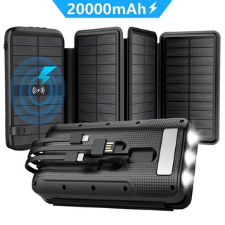  Pin Sạc Dự Phòng Không Dây Năng Lượng Mặt Trời Xionel 20000mA Sạc Nhanh 22,5W Chống Nước Chống Bụi Đèn Pin Siêu Sáng 