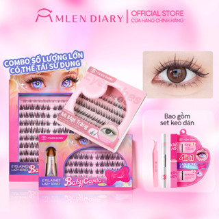 Combo Mi Giả Anime Baby Tự Nhiên Và Galaxy Box MOON Và Keo 2 Đầu MLEN DIARY CHÍNH HÃNG Mắt To Tròn Tái Sử Dụng