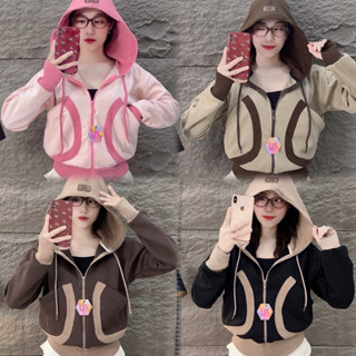 QUỲNH NHI - Áo Khoác Nữ Đẹp 38-58kg Thun Cotton Phối Túi Tròn, Nón To, Vải Dày Dặn,  6 Túi, Túi Trong Khoá Kéo (CPT)