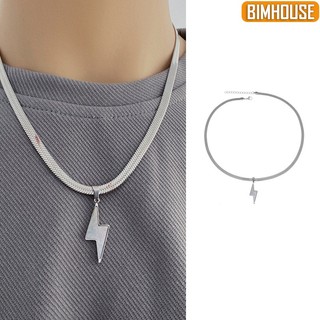 Dây chuyền titan sợi mì mặt tia chớp thời trang, vòng cổ nam nữ cá tính phong cách