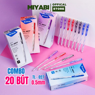 Combo 20 bút bi Thiên Long TL- 027 màu xanh đen đỏ ngòi 0,5mm - Bút bi Thiên Long văn phòng phẩm