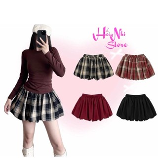 Chân Váy Bí Xòe Caro Phồng Chun Thun Có Quần Bảo Hộ 75kg Trở Lại - MM Hồng Nhi Store
