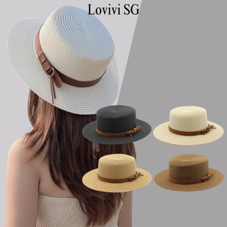  LOVIVISAIGON Mũ cói nữ đi biển đầu bằng đính dây da viền nón cói chống nắng rộng vành thoáng mát vintage ulzzang NCLB05 