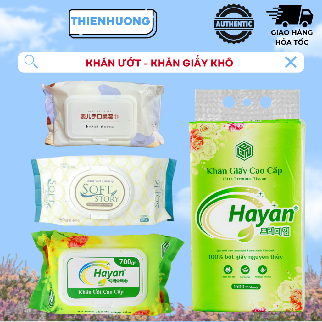 Khăn ướt Soft Story- Baby Wet Wipes/ Khăn giấy khô Hayan