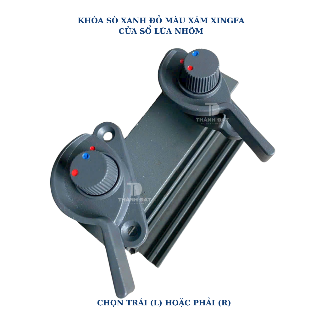 [Kèm móc inox] Khóa sò vặn XÁM XINGFA cửa sổ lùa nhôm (Khóa sò xanh đỏ XÁM XINGFA)