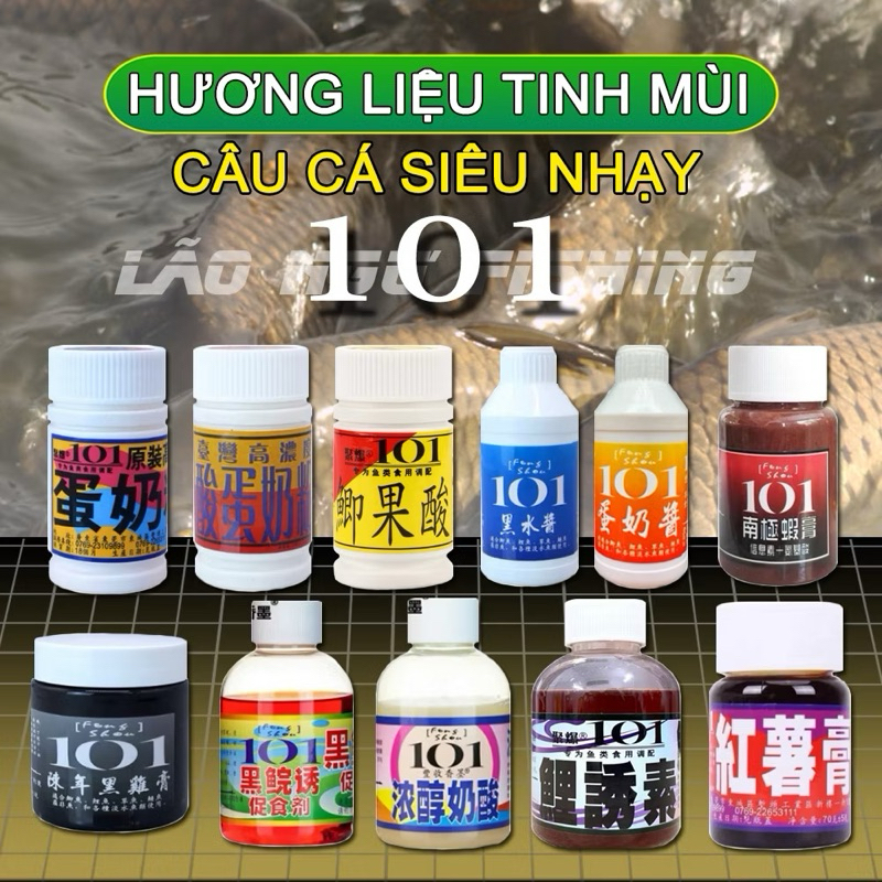 (Giá Sỉ) Hương Liệu 101 Tinh Mùi Câu Cá Siêu Nhạy, Tinh Câu Cá Trắm Đen , Chép , Trắm Trắng, Rô Phi