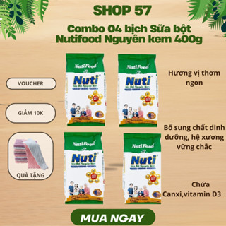 Combo 4 bịch sữa nguyên kem nutifood 400g cho cả gia đình