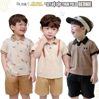  Set đồ bộ thun cotton ngắn tay kèm quần short nhiều họa tiết BERNIE tổng hợp cho bé trai từ 9 - 24kg 