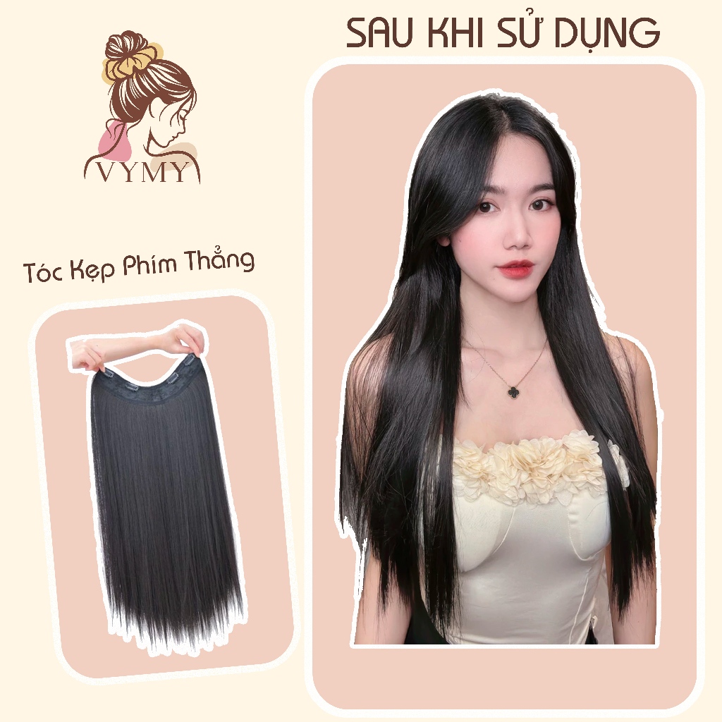 Tóc Kẹp Phím Thẳng Phồng 60-65Cm- Tóc Giả VyMy Cao Cấp