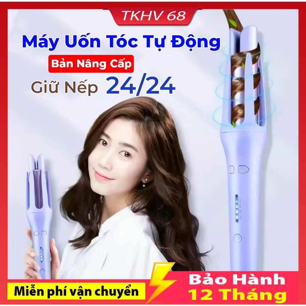 Máy uốn tóc làm tóc xoăn tự động xoay 360 độ lớp phủ gốm sứ bảo vệ tóc khi tạo kiểu  bảo hành 1 năm đường kính uốn 32mm