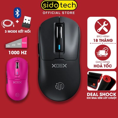 Chuột không dây gaming SIDOTECH INPHIC IN6-SE pin sạc nhẹ bluetooth chip PAW3311 hồng 3 mode 1000hz wireless máy tinh