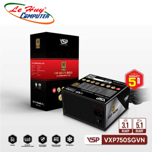 Bộ nguồn VSP VXP750SGVN - 80 Plus Gold - 750W - Straight Line