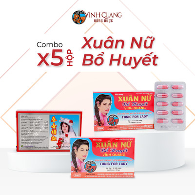 Combo 5 Hộp 40 viên Xuân Nữ Bổ Huyết VĨNH QUANG - Điều hoà kinh nguyệt, đau bụng kinh, tắc kinh