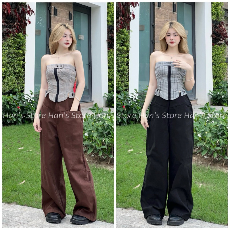 [HAN’S STORE] SET QUẦN DÀI ÁO TUPE CARO(ẢNH THẬT)