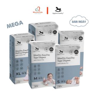 Bỉm cho bé Applecrumby SlimDry EasyDay Mega S/M/L/XL/XXL siêu mỏng chống tràn - Monnie Kids