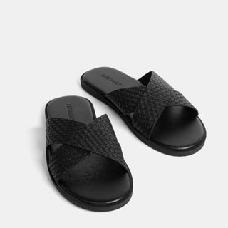 Dép Da Quai Ngang Nam Nữ Luke, Chất Liệu Đế Cao Su Cao Cấp Kháng Nước, Thương Hiệu LEONARDO