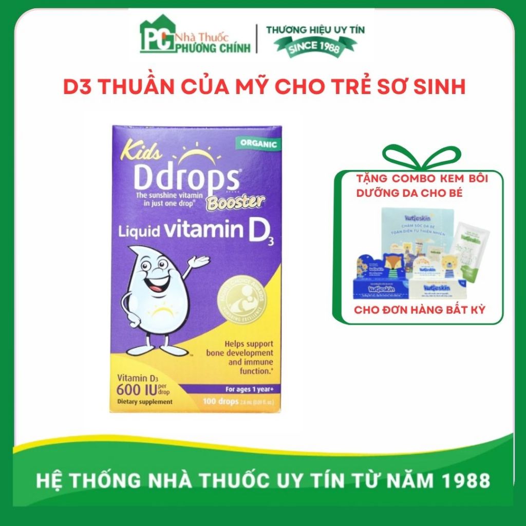 Kids Ddrops Booster Vitamin D3 Giúp Bổ Sung 600IU Vitamin D Mỗi Ngày Cho Trẻ Từ 1 Tuổi Lọ 1000 Giọt
