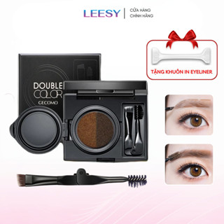  Cushion phấn kẻ mày kẻ mắt vẽ eyeliner GECOMO Bộ Khuôn kẻ mắt vẽ chân mày kèm Mực 2 màu Nâu Đen 