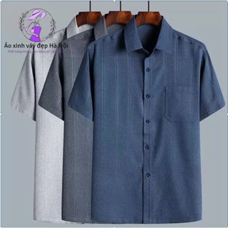 Áo sơ mi nam tay ngắn chất liệu thô lụa mềm mại, full size từ 45kg-80kg