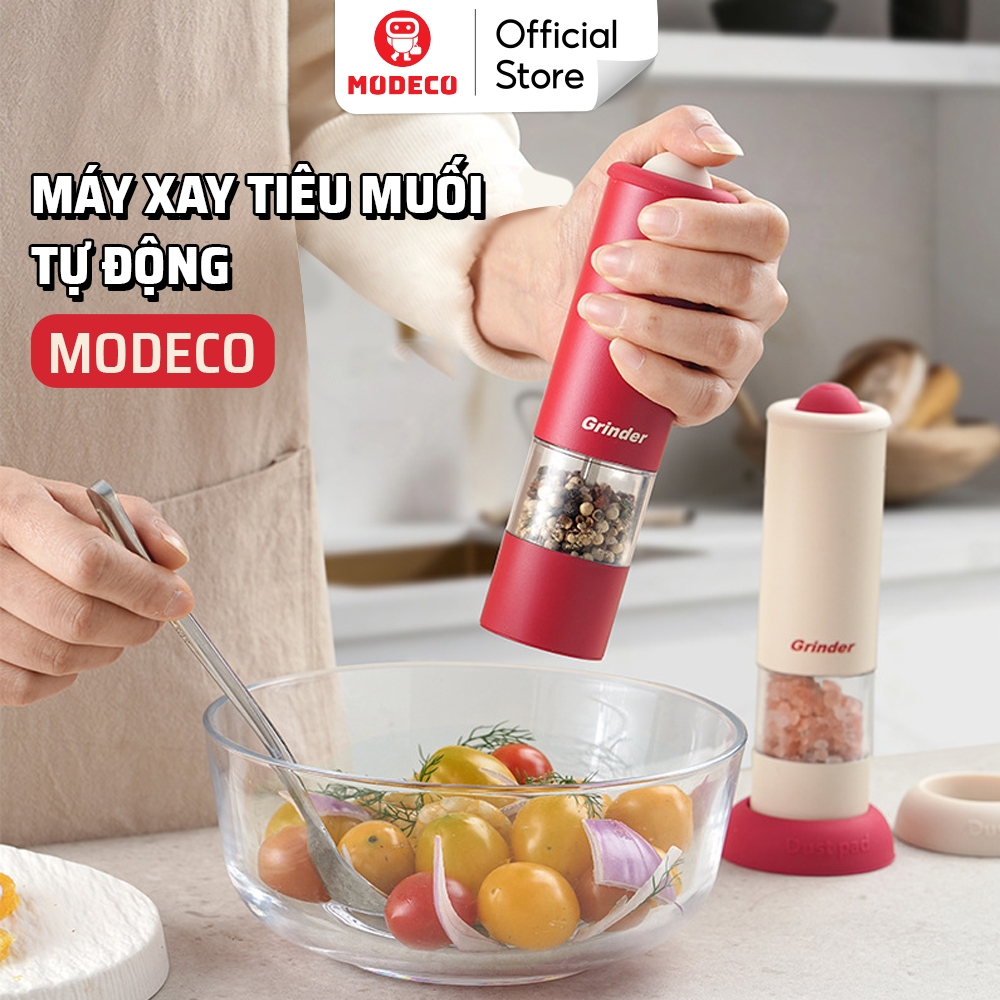  Máy Xay Tiêu Cầm Tay Tự Động Modeco - Lõi Nghiền Gốm Cao Cấp Có Thể Điều Chỉnh Xay Thô Hoặc Xay Mịn Pin Sạc 