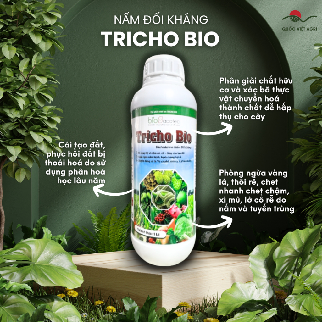 Trichoderma Nấm Đối Kháng TRICHO BIO (chai 1 LÍT) - Trị nấm, vi khuẩn, cải tạo đất