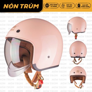 Mũ bảo hiểm 3/4 Royal M139 có kính âm màu hồng bóng cho nam và nữ đi xe máy tại Nón Trùm
