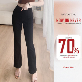 MYAN DESIGN Quần Ống loe Nữ Trouser Ống vẩy Lưng Cao phong cách cơ Bản thanh lịch Qvn032302