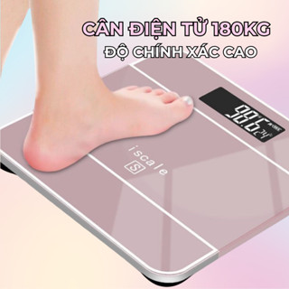 ( Tặng Pin - Chọn Màu ) Cân Điện Tử Iscale 180Kg Mặt Kính Cường Lực Cân Sức Khỏe Gia Đình Cao Cấp