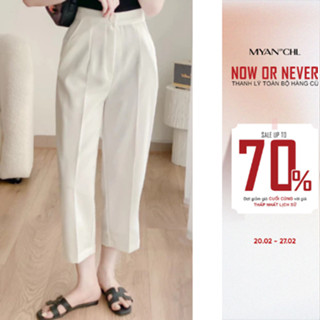 MYAN DESIGN Quần Lửng Nữ Suông Culottes Cạp Cao (Đen, Nâu, Hồng, Xanh, Trắng) QVN062202