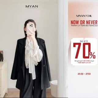  MYAN DESIGN Blazer 1 Lớp Công Sở Nữ Dài Tay 2 Hàng Cúc Phối 2 Túi Trước Màu Basic AVN012301 
