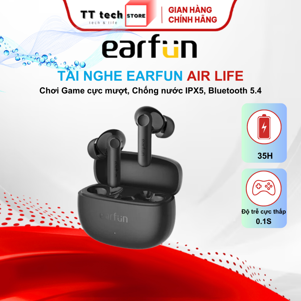 Tai nghe Bluetooth EARFUN Air Life Pin Lên 35H, Chống nước IPX5, Độ trễ thấp chơi game cực mượt