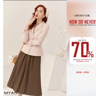MYAN DESIGN Blazer Nữ Chiết Eo Cổ Vest Lady Sang Chảnh Phong Cách Tiểu Thư Thời Trang Công Sở Màu Beđen Avn012303