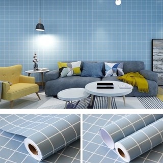 10M giấy dán tường kẻ Caro Xanh Than keo sẵn khổ 45 cm, decal dán nhà vệ sinh, giấy dính phòng ngủ màu xanh than giá rẻ