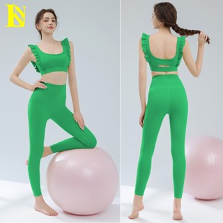 Bộ Tập Yoga Lnn Sports AB2498 Thể Thao Nữ Vai Bèo Ngực Lưng Chữ U Có Mút Lót Quần Lưng Cao Mềm Mại Co Giãn Thoáng Mát