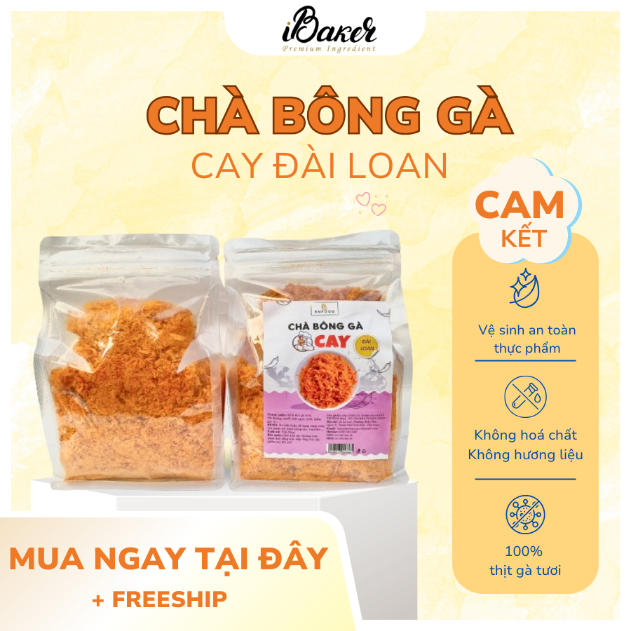 Chà bông Gà Cay Đài Loan BNFOOD/ Ruốc gà cay thơm ngon, chà bông làm bánh ngọt, bánh mì,...