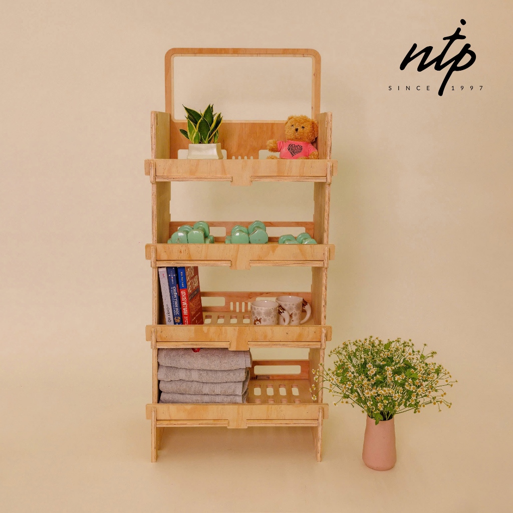 Kệ Gỗ Đa Năng 4 Tầng – Kệ Trang Trí, Kệ Đựng Sách, Kệ Để Đồ Tiện Lợi - NTP