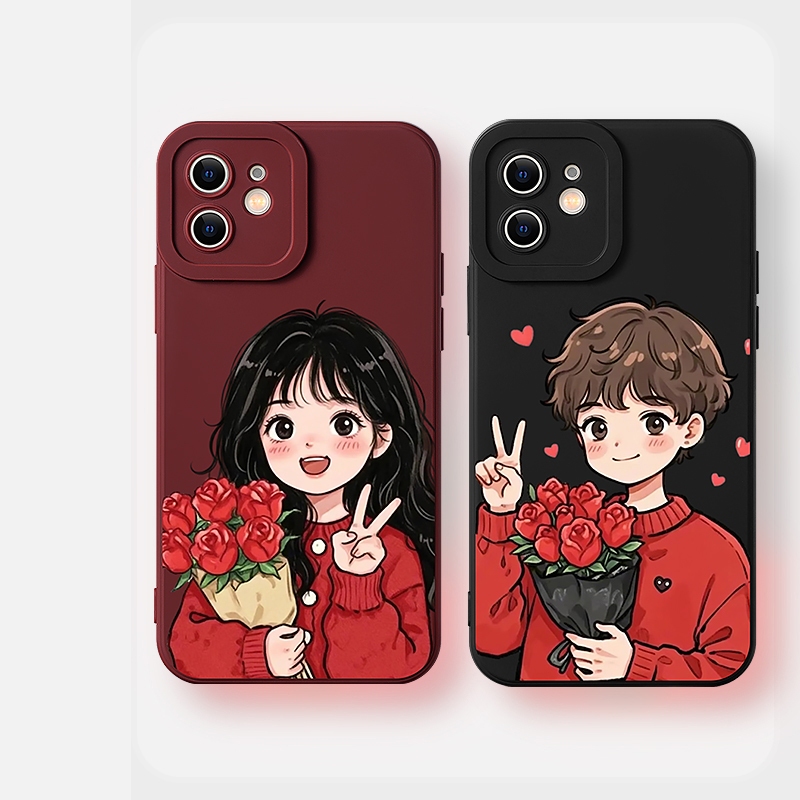 Ốp lưng iphone Couple nam nữ cặp đôi hoa hồng dễ thương ip17 16pro 16promax 15 14 13 12 11 plus xsm 