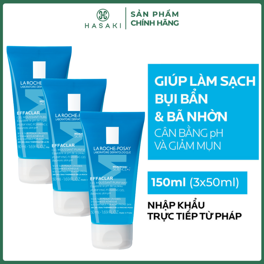 [DAILY] Combo 3 Gel Rửa Mặt La Roche-Posay Cho Da Dầu Nhạy Cảm 50ml Effaclar Purifying Foaming Gel Hasaki | BigBuy360 - bigbuy360.vn