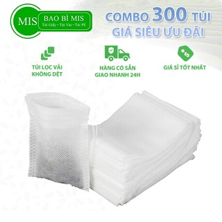  300 Túi Lọc Trà Dây Rút Bao Bì MIS Full Kích Thước Chất Liệu Vải Không Dệt Đựng Gia Vị Thảo Dược 