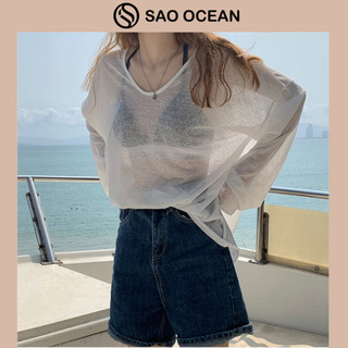 Áo đi biển chống nắng Sao Ocean, áo choàng chống nắng voan mỏng, phụ kiện đi biển áo lưới - AKR127