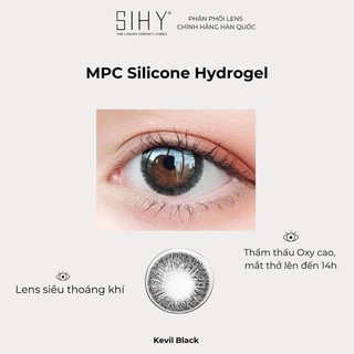  SIHY - Kính áp tròng Lens  CẬN  Kevil Black màu đen độ cận 0 đến 6 độ chống tia UV++ 