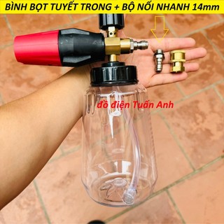 Bình xịt bọt tuyết trong suốt 1000ml, bình phun bọt tuyết cao cấp dùng cho máy rửa xe áp lực cao gia đình