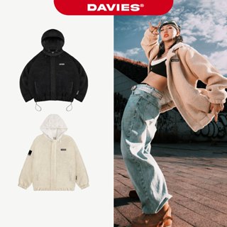 Áo khoác lông cừu DAVIES nữ nam có mũ trùm đầu local brand màu đen, be form rộng Fleece Hooded Jacket I D35-AK5