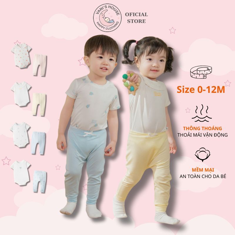 Bộ bodychip cho bé trai bé gái kèm quần Chaang Blooming BOSS2025D02