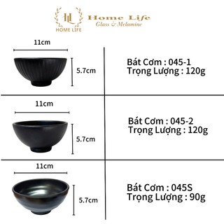 Bát cơm đen LBW045| Bát con melamine đen nhám
