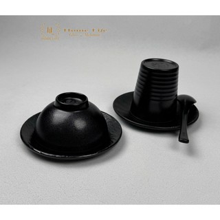 Bát cơm đen LBW045| Bát con melamine đen nhám