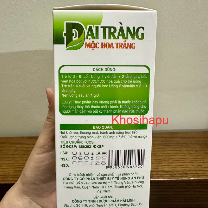 Viên uống Đại tràng mộc hoa trắng thành phần thảo dược cho người bị viêm đại tràng, đại tràng co thắt - Hộp 30 viên