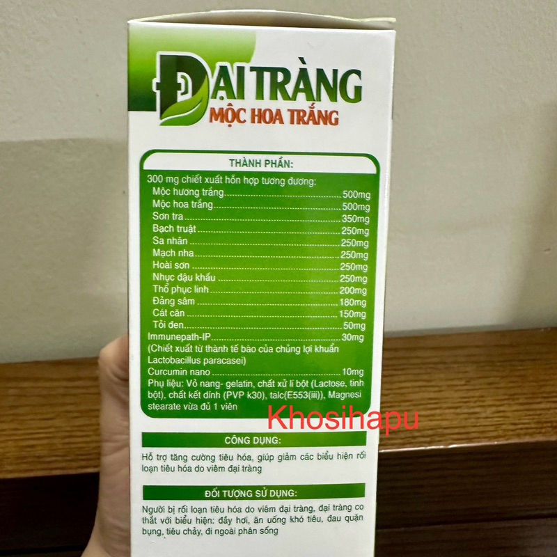Viên uống Đại tràng mộc hoa trắng thành phần thảo dược cho người bị viêm đại tràng, đại tràng co thắt - Hộp 30 viên