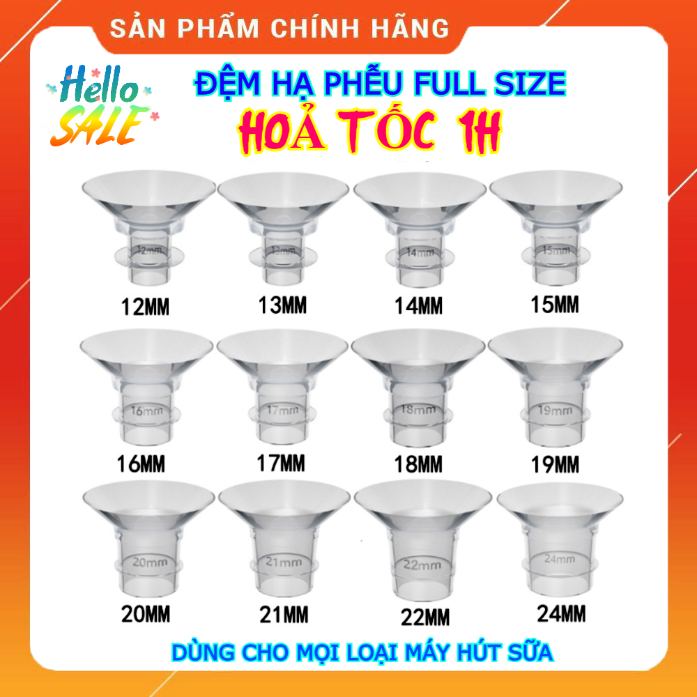 (HoảTốc1h) Đệm giảm size phễu 13 15 17 19 21 24mm - Dùng được cho các loại phễu máy hút sữa, cup rảnh tay, máy không dây