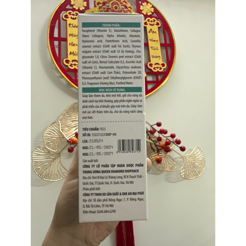 Lăn khử mùi hôi nách GLUTATHION ETINAXIL COLLAGEN NANO giữ khô thoáng giúp khử mùi diệt khuẩn hết hôi nách hiệu quả 50ml